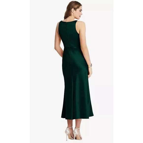 NEW! Lovely Size 0 Charmeuse Cowl-Neck Midi Tank Dress Evergreen $187 msrp J1-1 - Picture 2 of 10